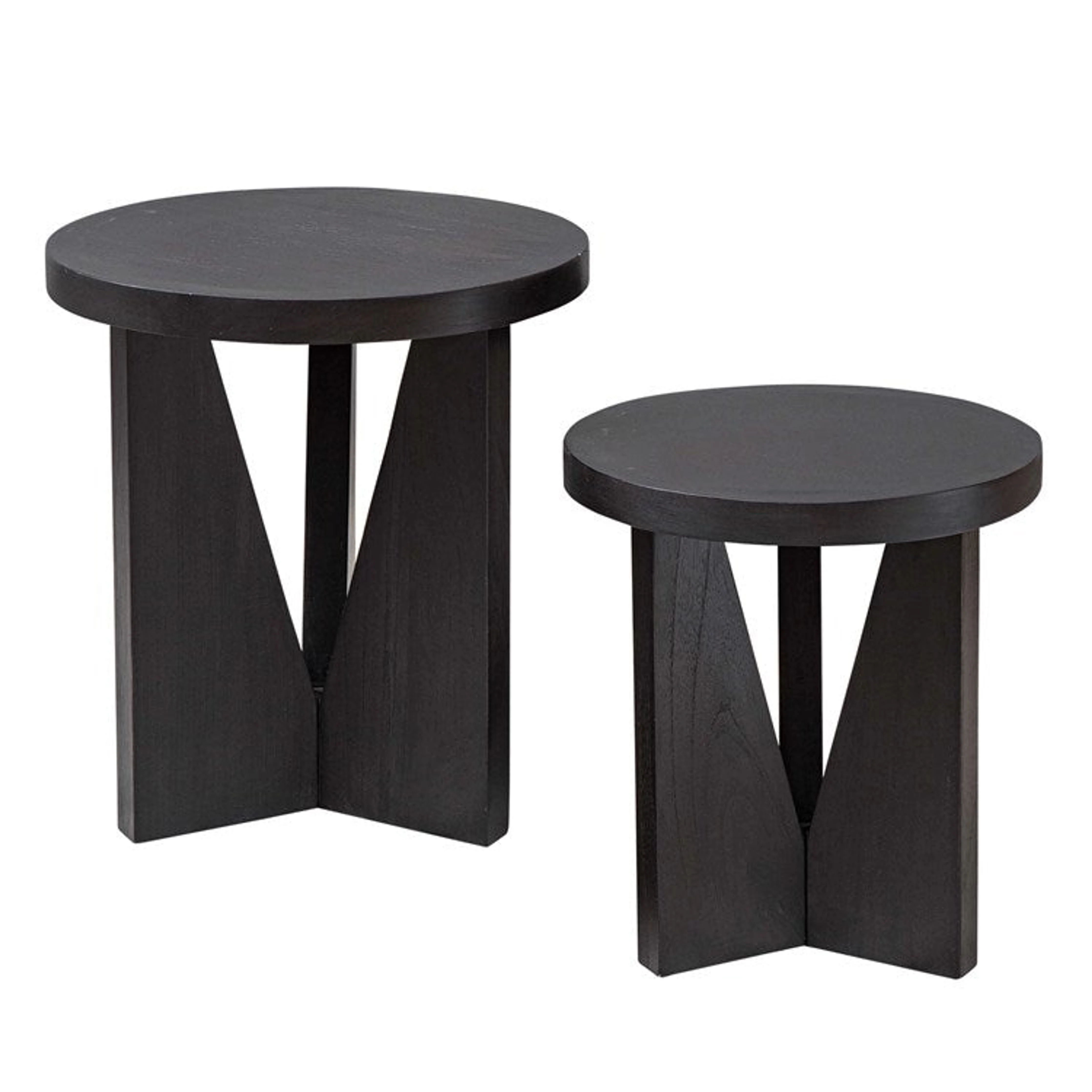 Uttermost Nadette Espresso Wood Set Of 2 Rustic Modern Nesting Tables - Image 3