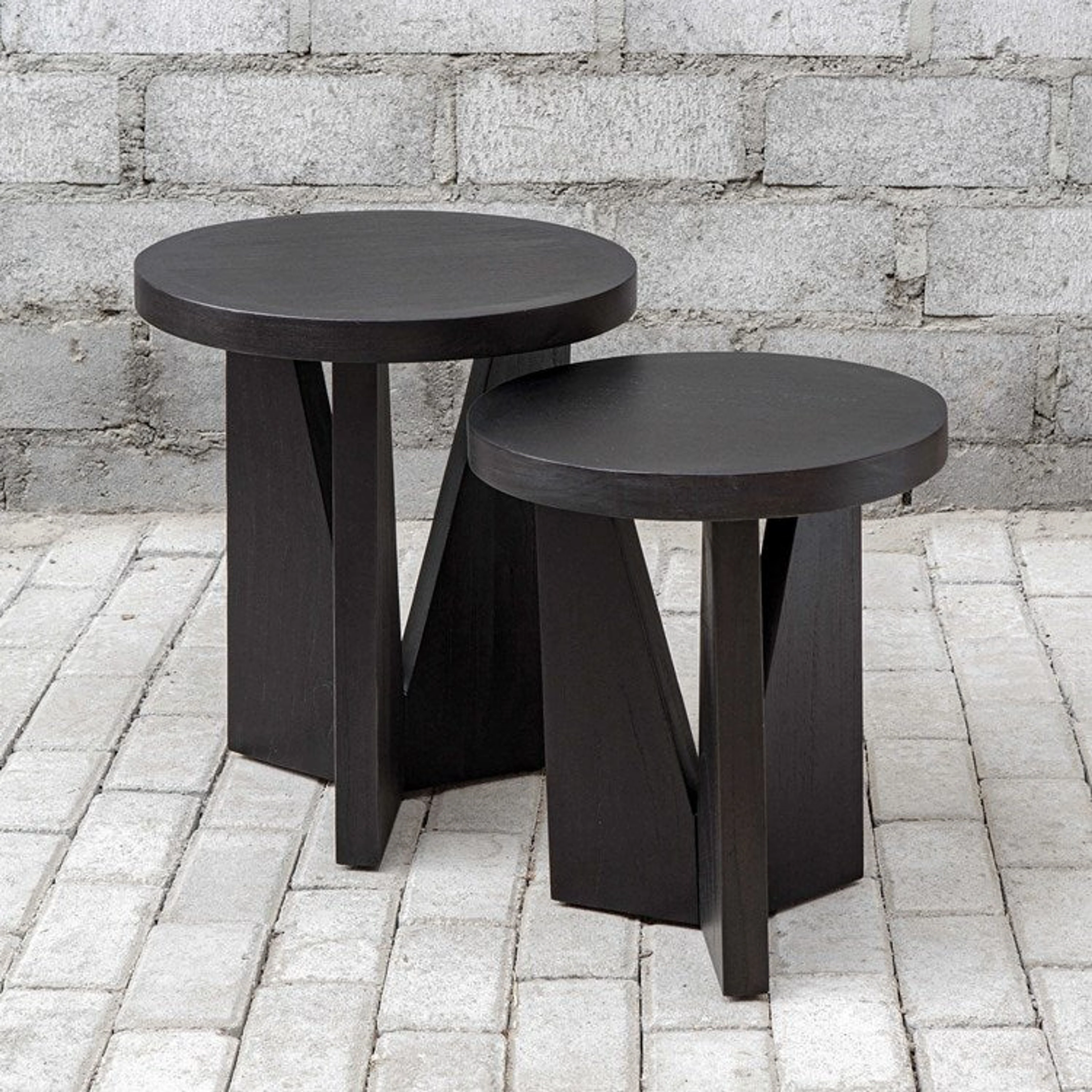 Uttermost Nadette Espresso Wood Set Of 2 Rustic Modern Nesting Tables - Image 4
