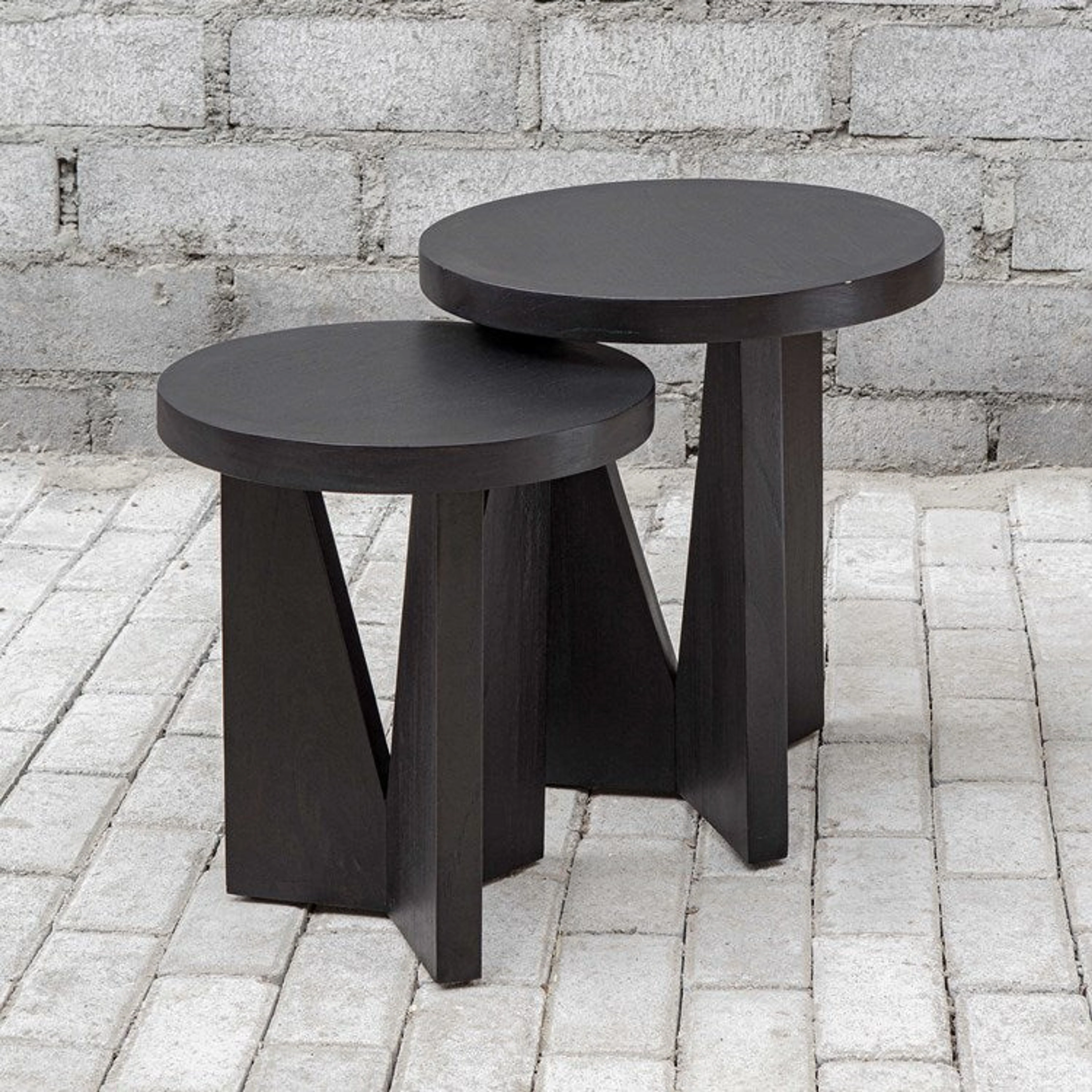Uttermost Nadette Espresso Wood Set Of 2 Rustic Modern Nesting Tables - Image 5