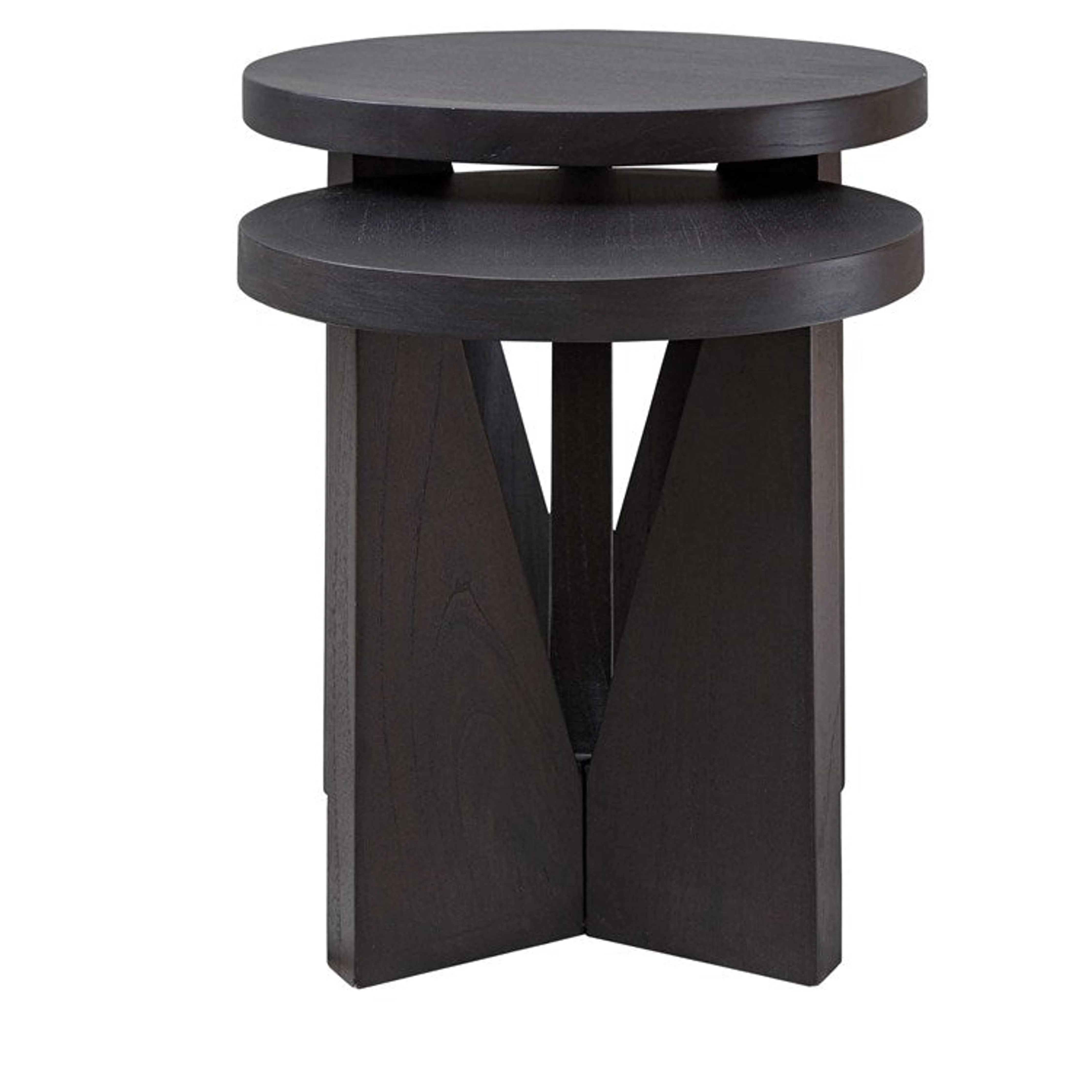 Uttermost Nadette Espresso Wood Set Of 2 Rustic Modern Nesting Tables - Image 6