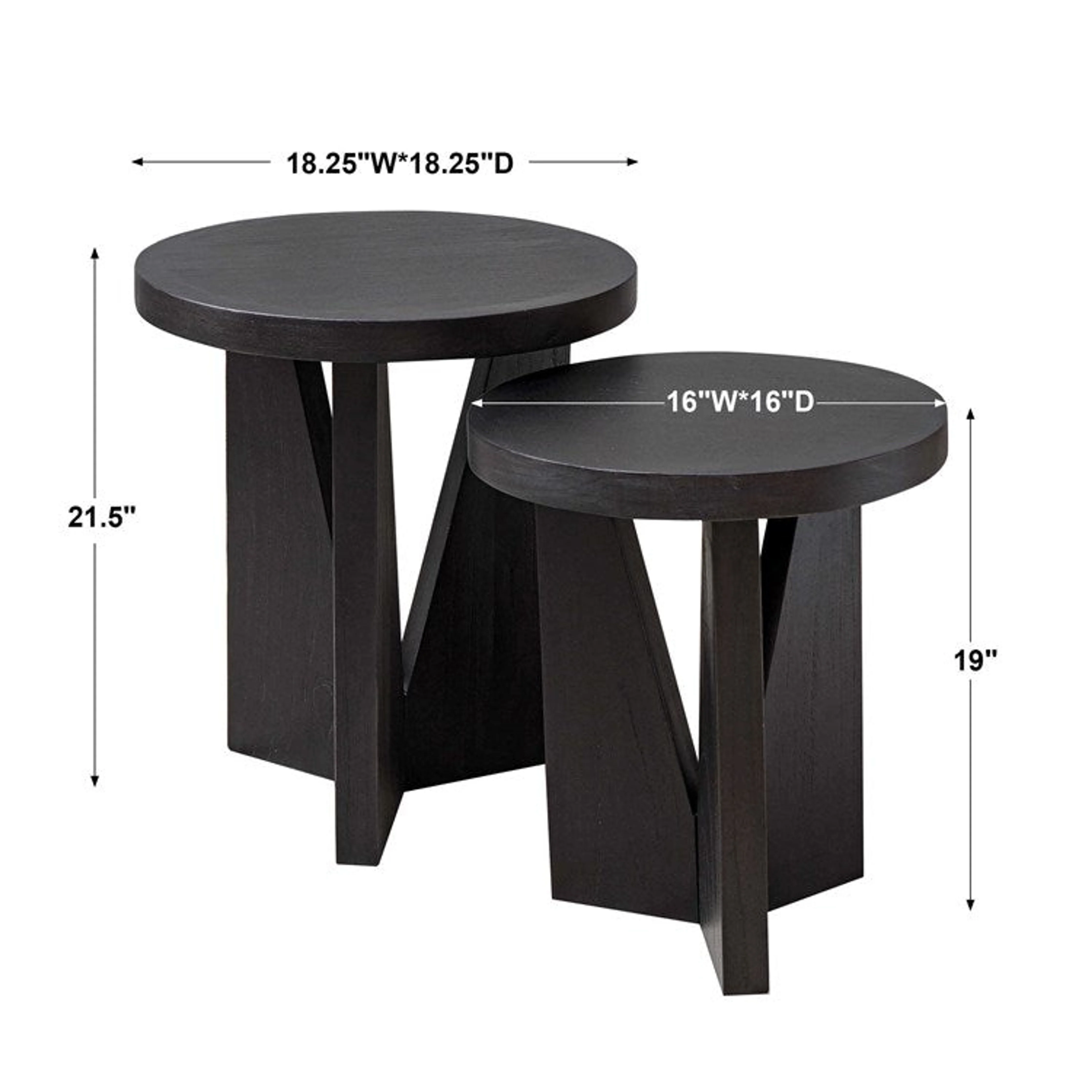 Uttermost Nadette Espresso Wood Set Of 2 Rustic Modern Nesting Tables - Image 8