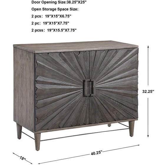Uttermost Shield Gray Oak 2 Door Cabinet - Image 9