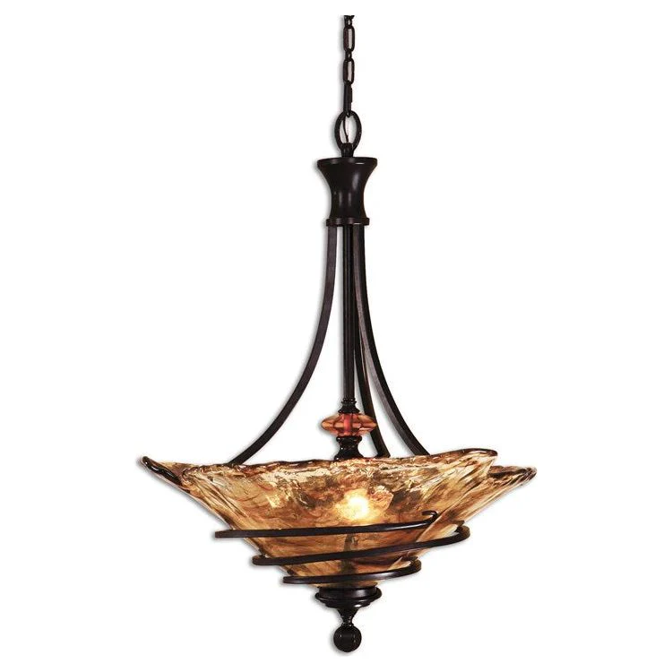 Uttermost Vitalia Amber Handmade Glass With Oil Rubbed Bronze Metal 3 Light Pendant - Image 2