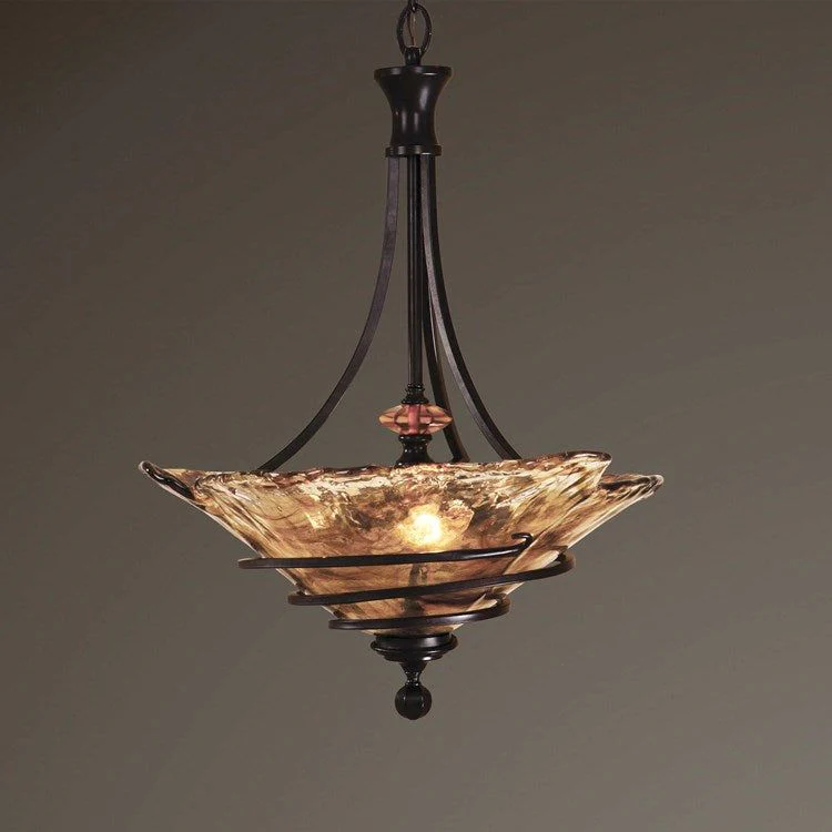 Uttermost Vitalia Amber Handmade Glass With Oil Rubbed Bronze Metal 3 Light Pendant - Image 4
