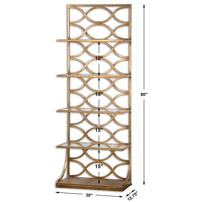 Uttermost Lashaya Gold Leaf Iron Etagere Bookcase - Image 2