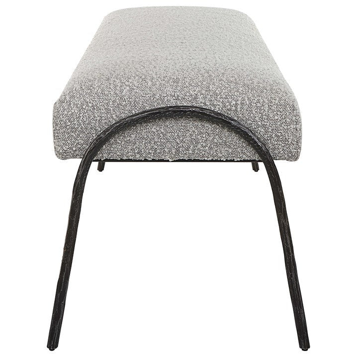 Uttermost Jacobsen Gray Boucle Seat Cushion Modern Aged Black Iron Bench - Image 5