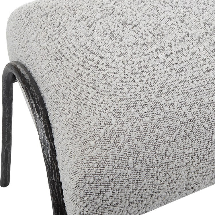 Uttermost Jacobsen Gray Boucle Seat Cushion Modern Aged Black Iron Bench - Image 6