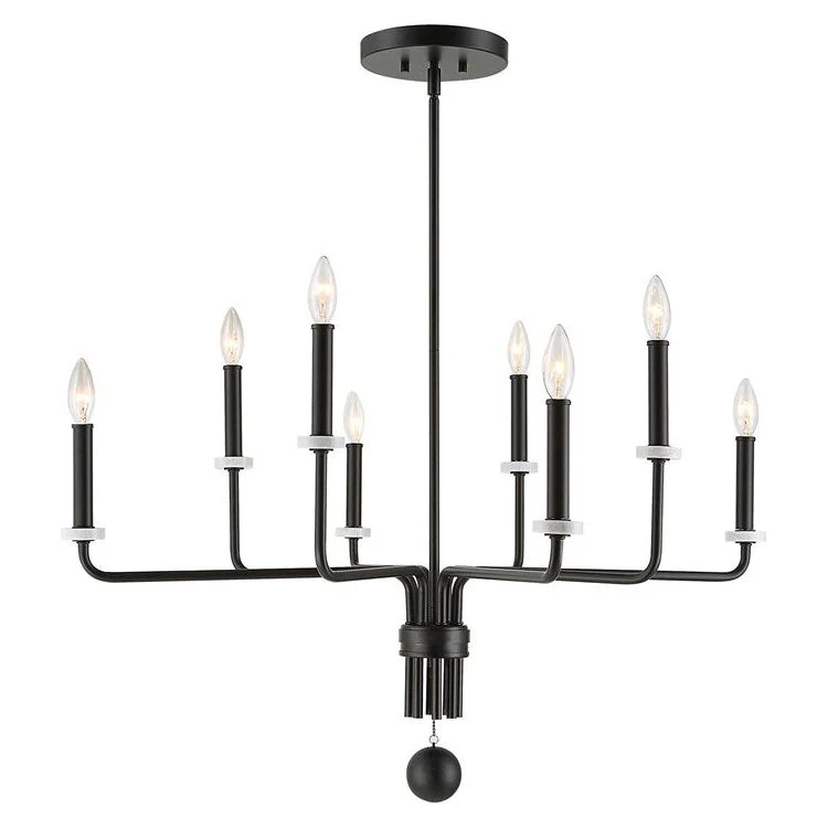Uttermost Ebony Elegance Matte Black with White Marble Bobeches Modern 8 Light Chandelier - Image 2