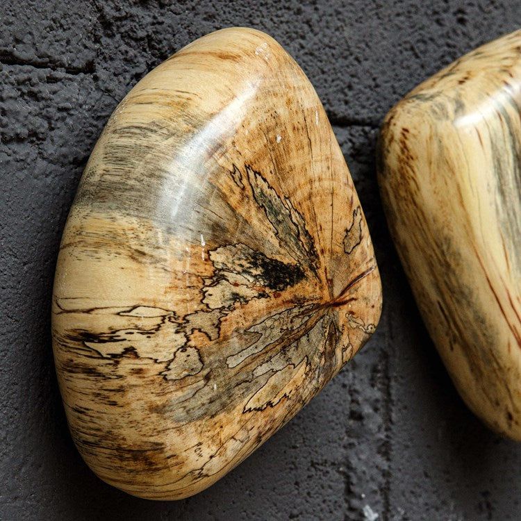 Uttermost Pebbles Set of 9 Natural Blonde Finish Spalted Tamarind Wood Wall Art Decor - Image 5