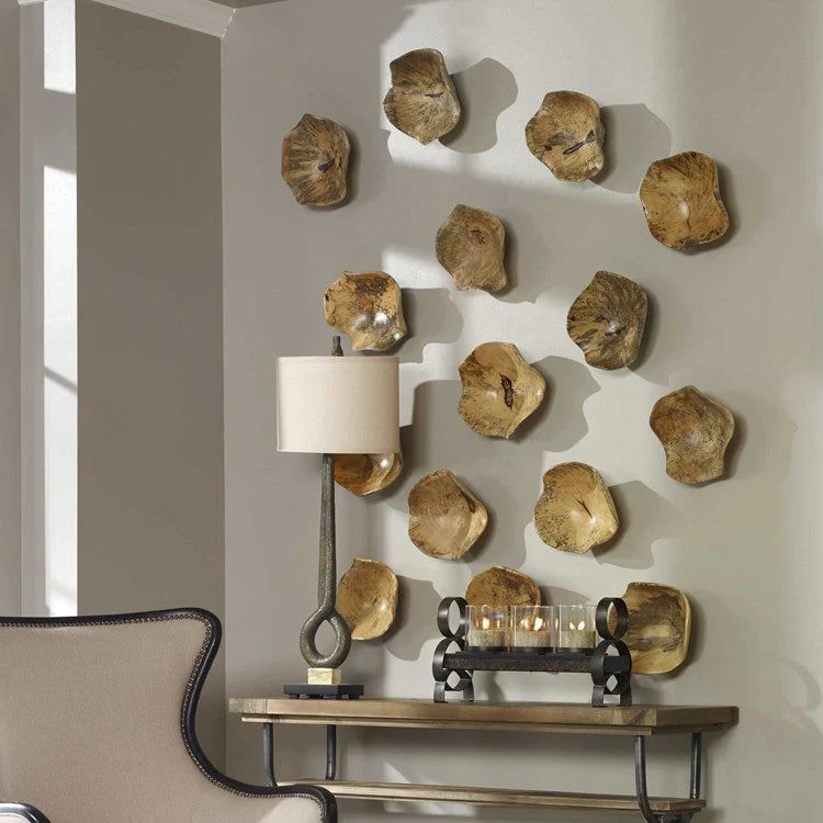 Uttermost Tamarine Set of 3 Natural Raw Finish Spalted Tamarind Wood Wall Art Decor
