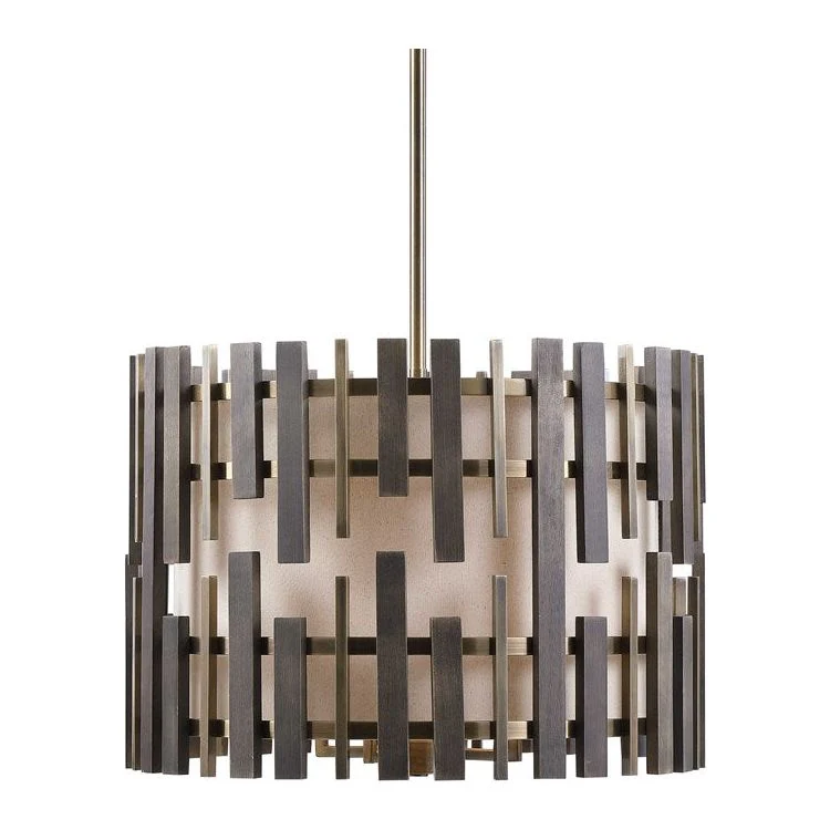 Uttermost Myers Warm Gray Wood and Antiqued Brass Modern 4 Light Pendant - Image 2