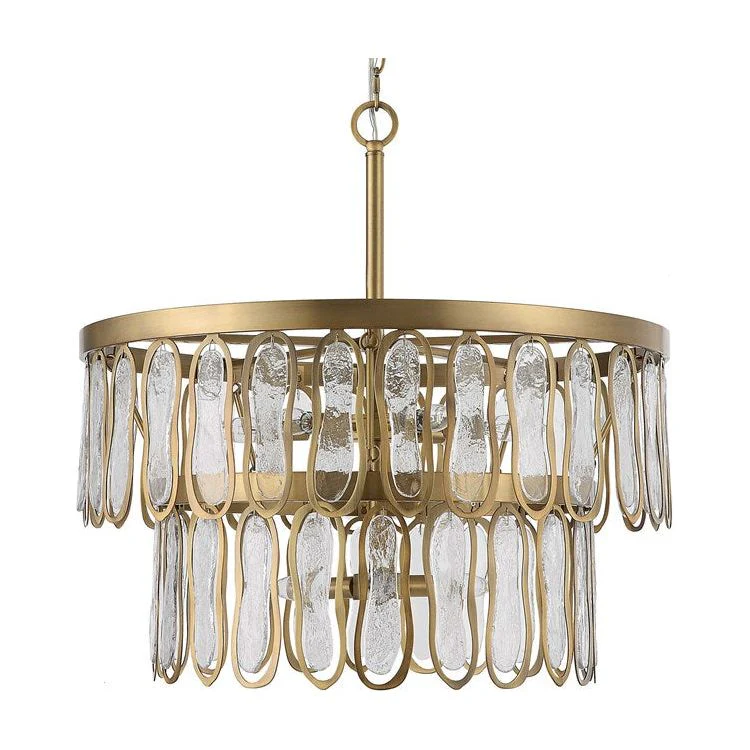 Uttermost Aurelie Seeded Glass Two Tier Stacked With Antique Brass Accents 9 Light Pendant - Image 2