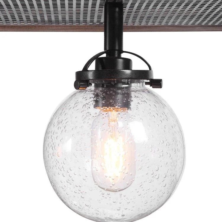 Uttermost Pearsall Seeded Glass Bulbs with Textured Black Metal and Distressed Wood Island Light - Image 6