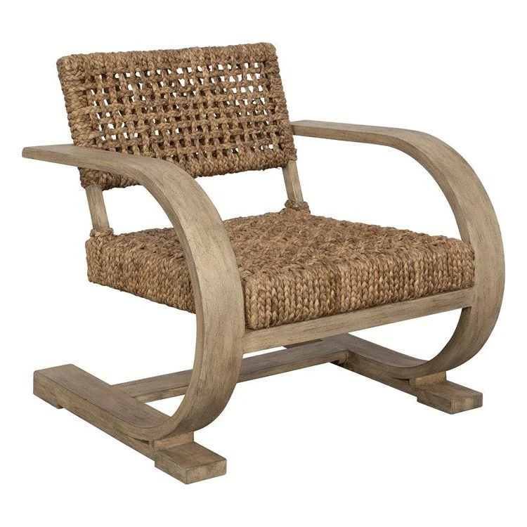 Uttermost Rehema Modern Bohemian Natural Woven Seat with Curved Driftwood Frame Accent Armchair - Image 3