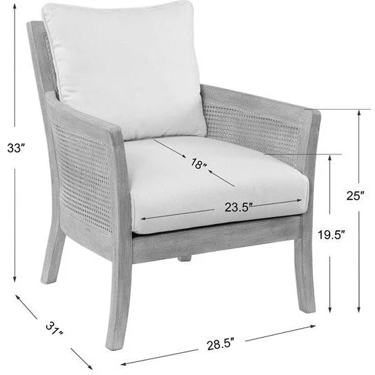 Uttermost Encore Off-White Performance Fabric Cane Armchair - Image 9