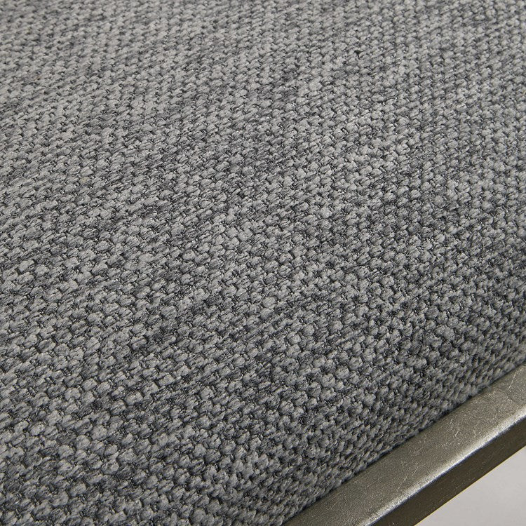 Uttermost Edie Woven Gray Fabric Seat Cushion Metallic Silver Iron Small Bench - Image 4