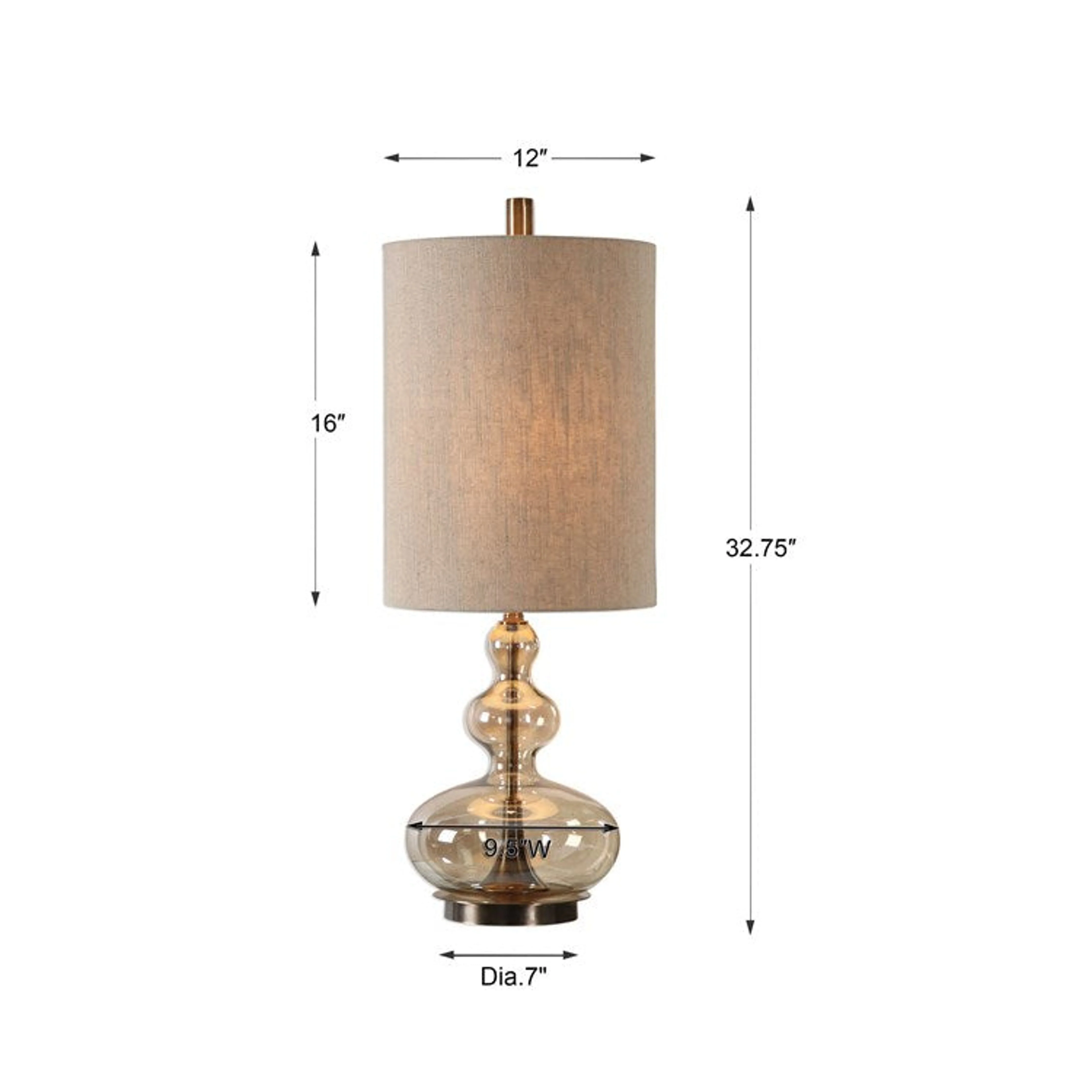 Uttermost Formoso Light Amber Glass With Antiqued Brass Buffet Lamp - Image 5