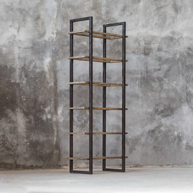 Uttermost Olwyn Forged Iron Rustic Modern Etagere Bookcase - Image 4