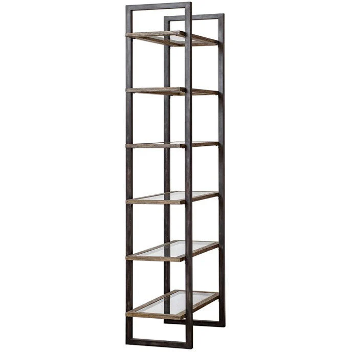 Uttermost Olwyn Forged Iron Rustic Modern Etagere Bookcase - Image 5