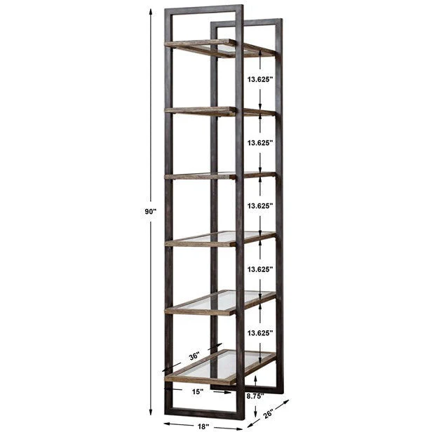 Uttermost Olwyn Forged Iron Rustic Modern Etagere Bookcase - Image 7