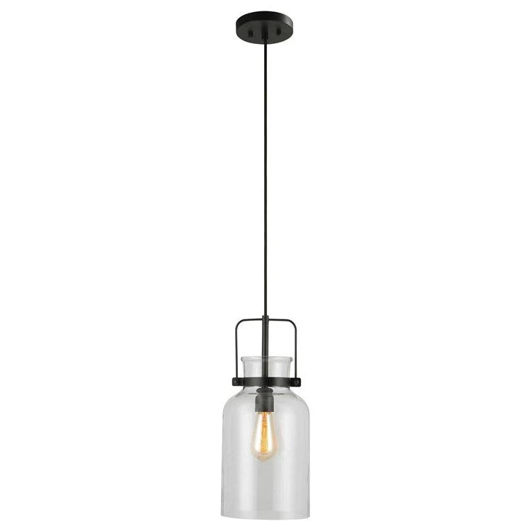 Uttermost Lansing Glass With Textured Black Finish Modern Farmhouse Mini Pendant Light - Image 4