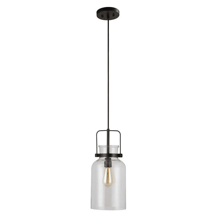 Uttermost Lansing Glass With Textured Black Finish Modern Farmhouse Mini Pendant Light - Image 5
