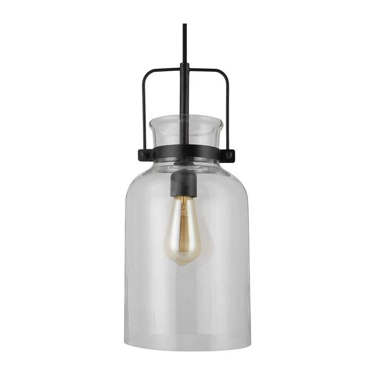 Uttermost Lansing Glass With Textured Black Finish Modern Farmhouse Mini Pendant Light - Image 6