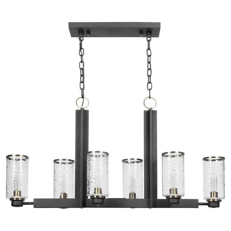 Uttermost Jarsdel Meteor Glass Shades Industrial Style Beam 6 Light Kitchen Island Light - Image 5