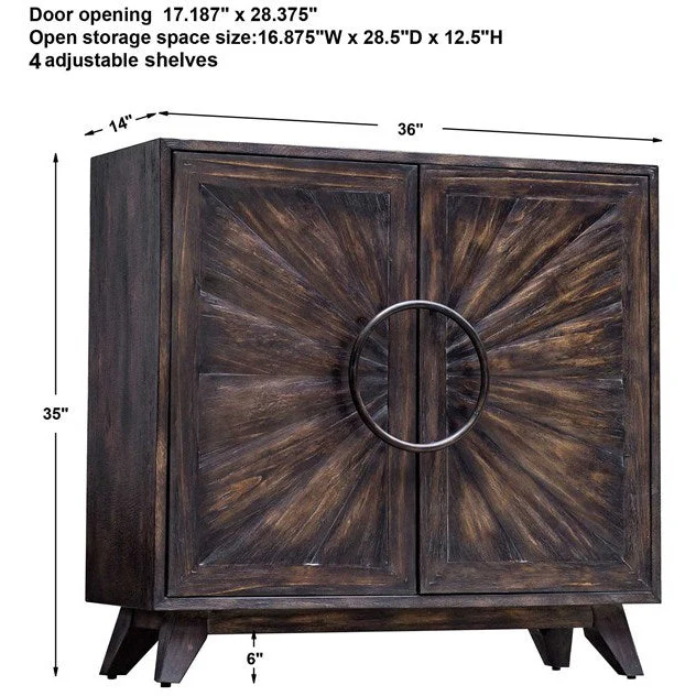 Uttermost Kohana Worn Black With Honey Undertones 2 Door Cabinet - Image 7