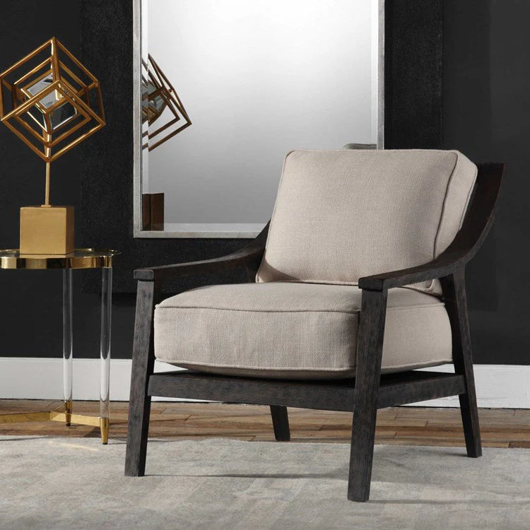 Uttermost Lyle Beige Linen Modern Accent Armchair - Image 4