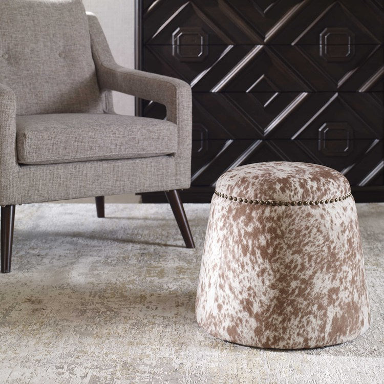 Uttermost Gumdrop Faux Cowhide Round Ottoman - Image 3