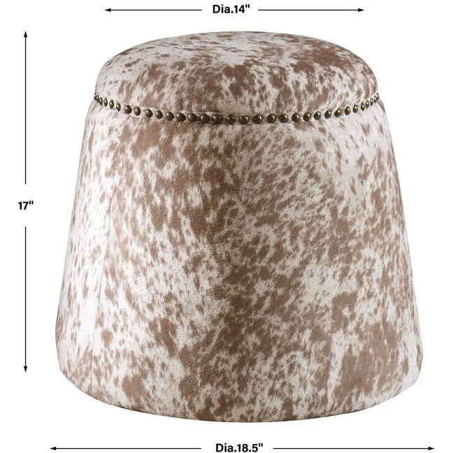Uttermost Gumdrop Faux Cowhide Round Ottoman - Image 6