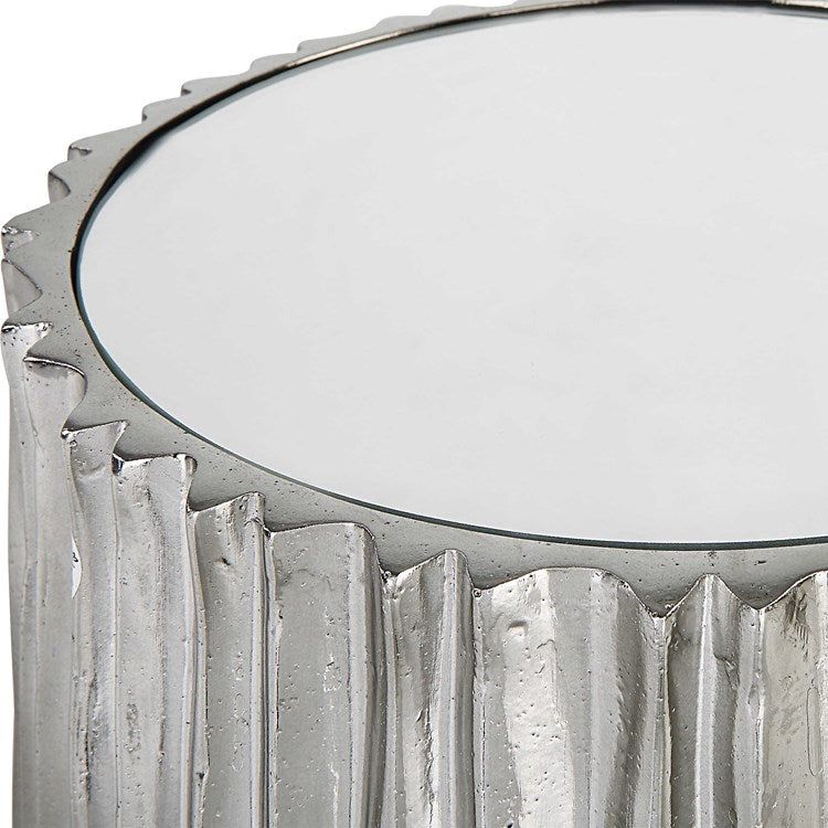 Uttermost Echo Glass Top With Polished Dark Nickel Base Drink Table - Image 3