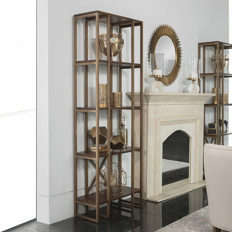 Uttermost Karishma Contemporary Antique Gold Etagere Bookcase
