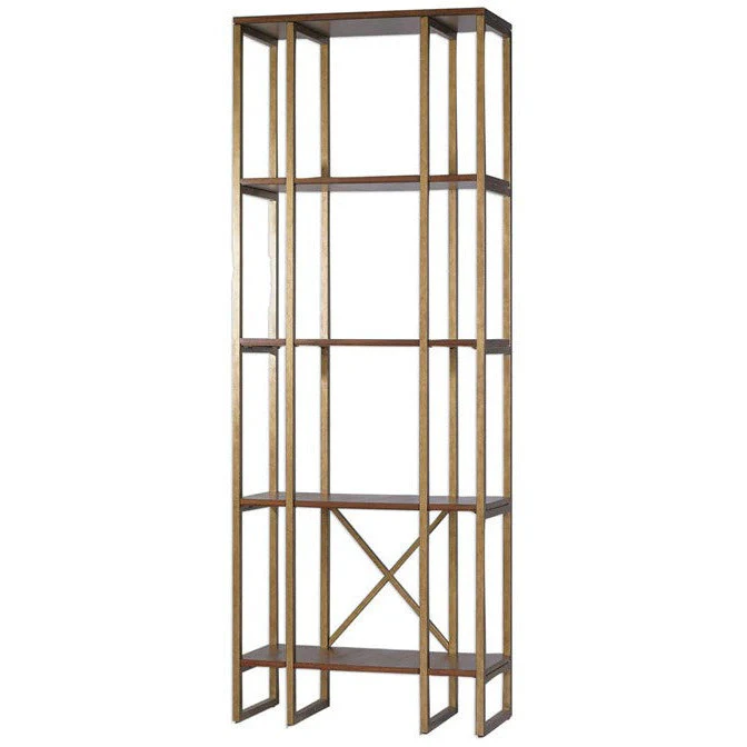 Uttermost Karishma Contemporary Antique Gold Etagere Bookcase - Image 2