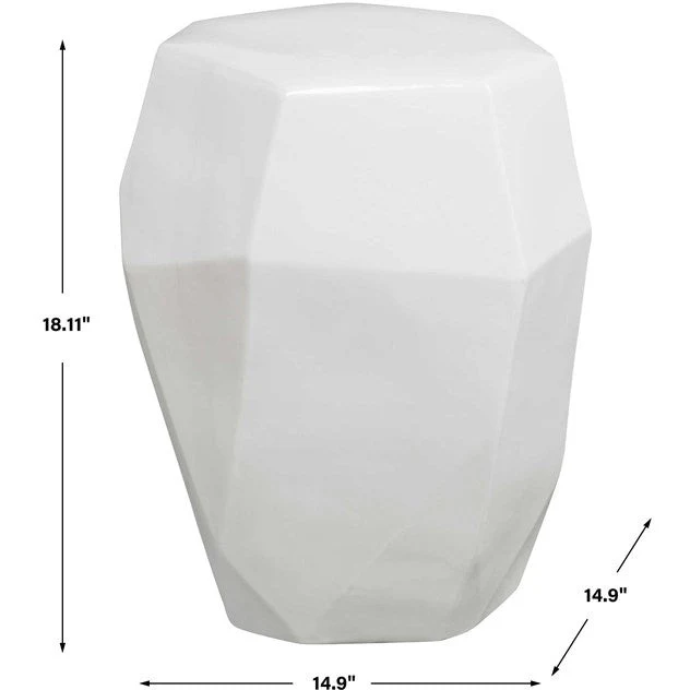 Uttermost Marquette Gloss White Ceramic Garden Stool - Image 4