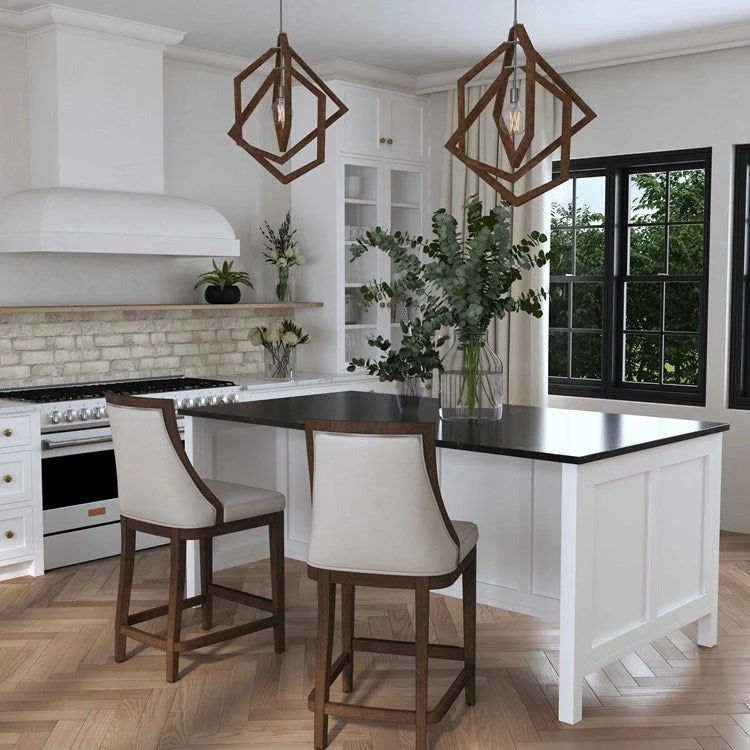 Uttermost Elroy Modern Brushed Nickel And Chestnut Finished Wood Pendant Light - Image 3