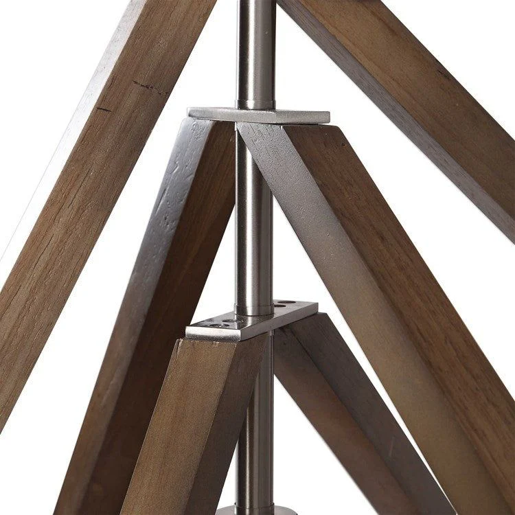 Uttermost Elroy Modern Brushed Nickel And Chestnut Finished Wood Pendant Light - Image 4