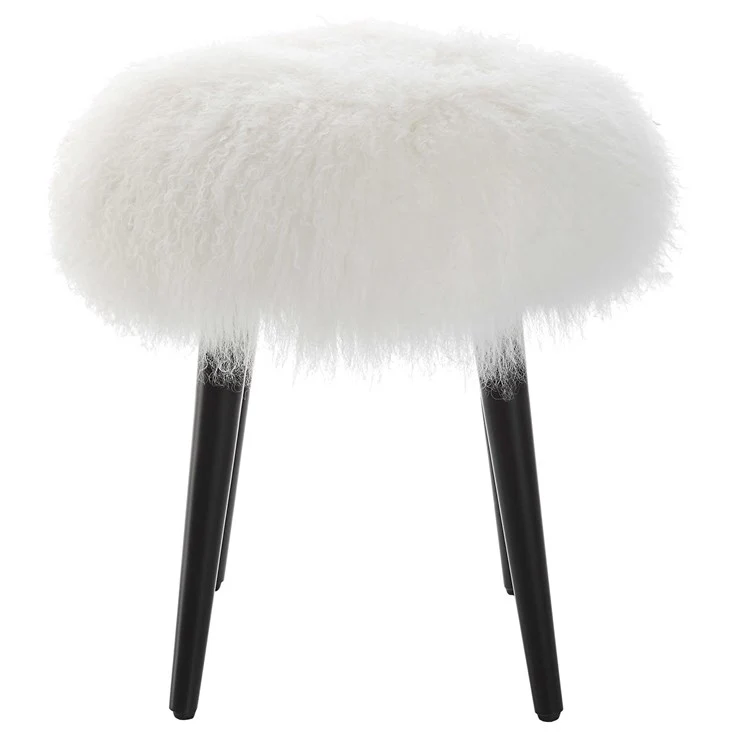 Uttermost Woolly Accent Stool White Sheepskin With Matte Black Legs - Image 4