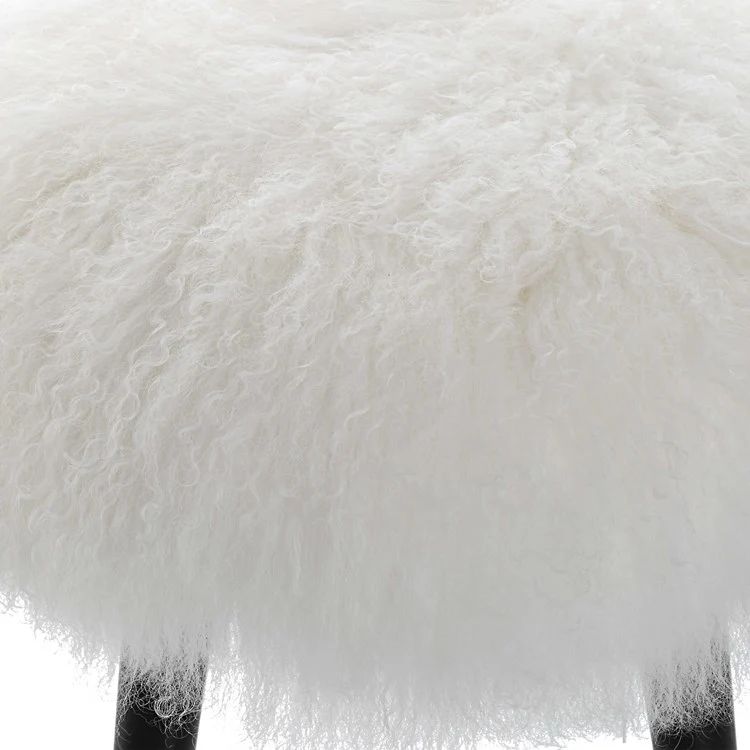 Uttermost Woolly Accent Stool White Sheepskin With Matte Black Legs - Image 5