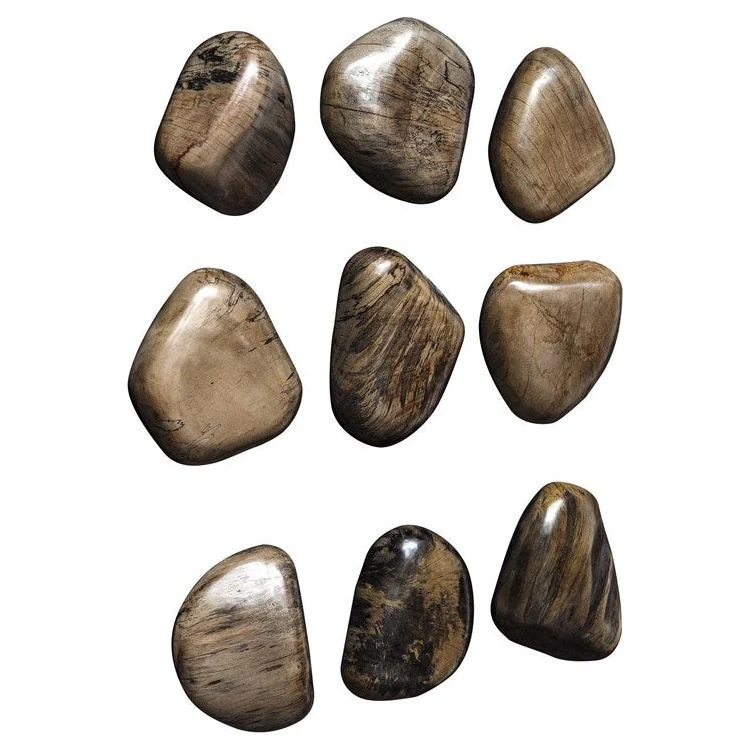 Uttermost Pebbles Set of 9 Walnut Brown Finish Spalted Tamarind Wood Wall Art Decor - Image 4