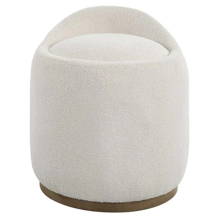 Uttermost Swirl Swivel Stool Natural Faux Sheepskin with Swivel Base - Image 2