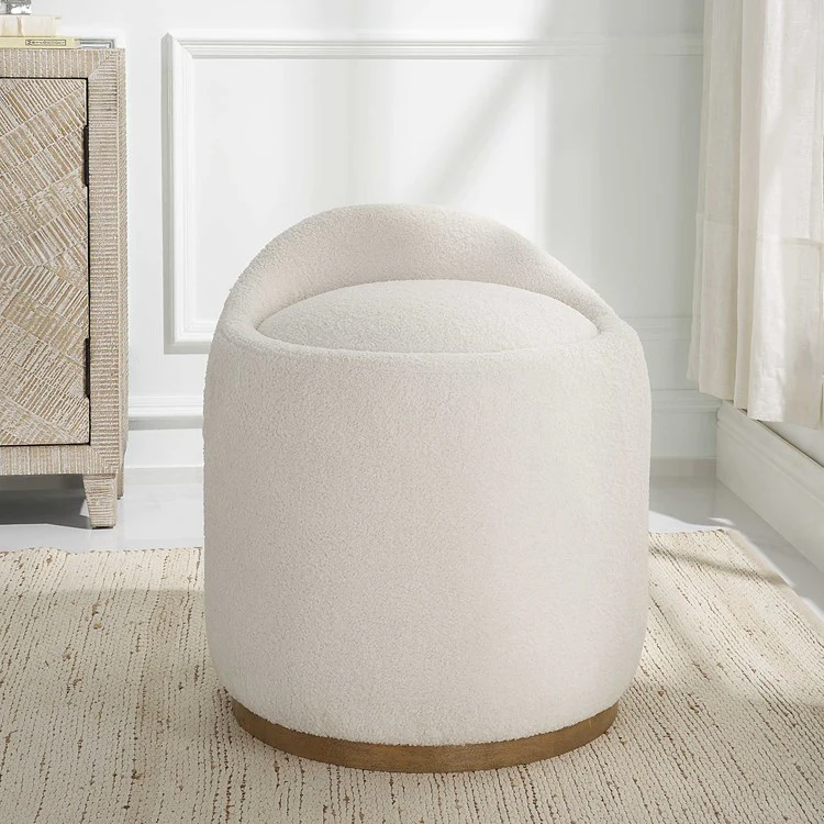 Uttermost Swirl Swivel Stool Natural Faux Sheepskin with Swivel Base - Image 3
