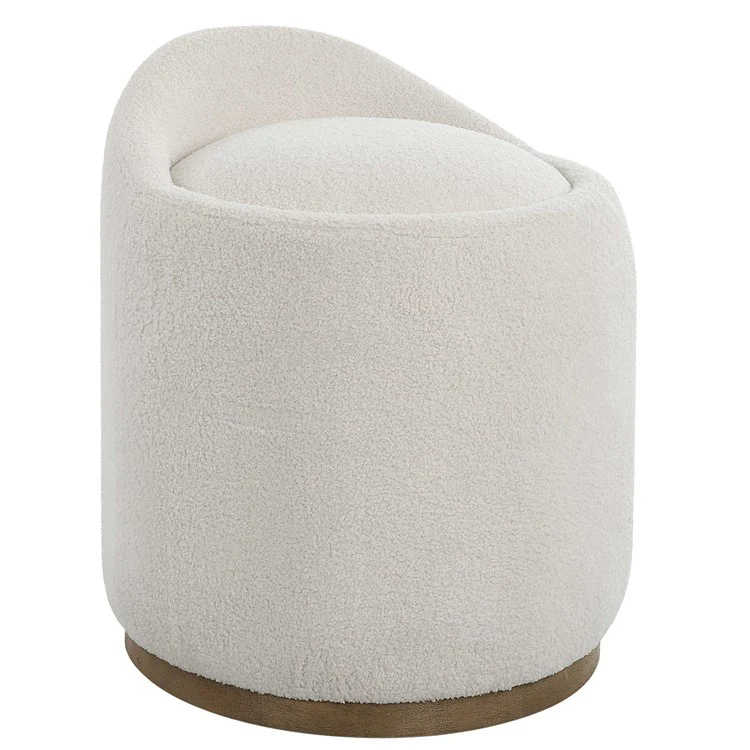 Uttermost Swirl Swivel Stool Natural Faux Sheepskin with Swivel Base - Image 4