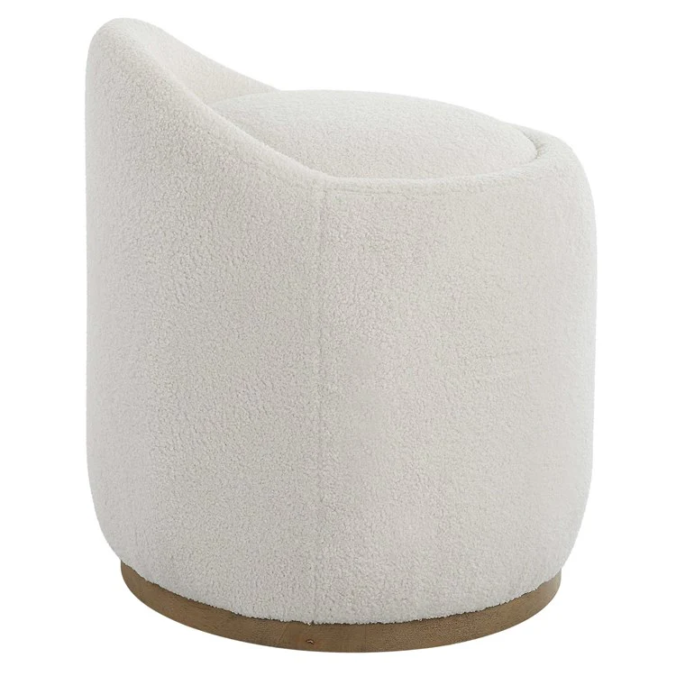 Uttermost Swirl Swivel Stool Natural Faux Sheepskin with Swivel Base - Image 5
