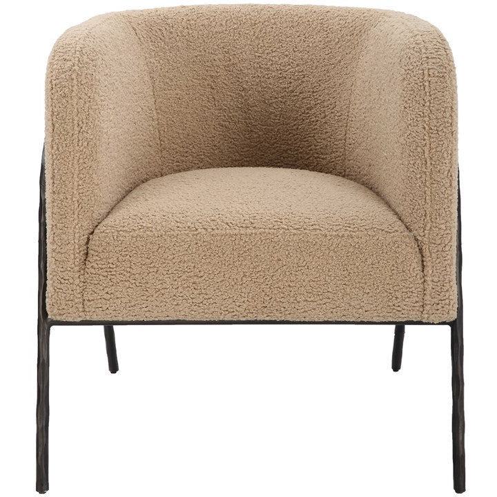 Uttermost Jacobsen Latte Faux Shearling Barrel Accent Chair - Image 2
