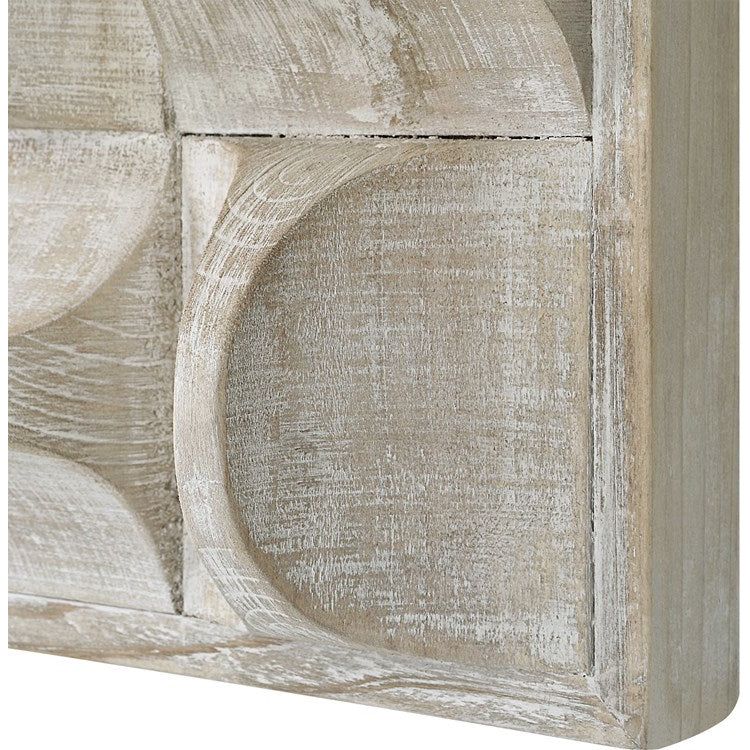 Uttermost Pickford Natural Ivory Wash Dimensional Wood Wall Art Decor - Image 5
