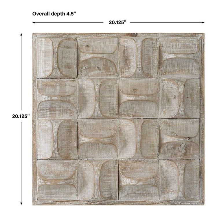 Uttermost Pickford Natural Ivory Wash Dimensional Wood Wall Art Decor - Image 6