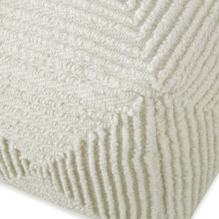 Uttermost Sovanna Handwoven Soft Ivory Wool Pouf - Image 3