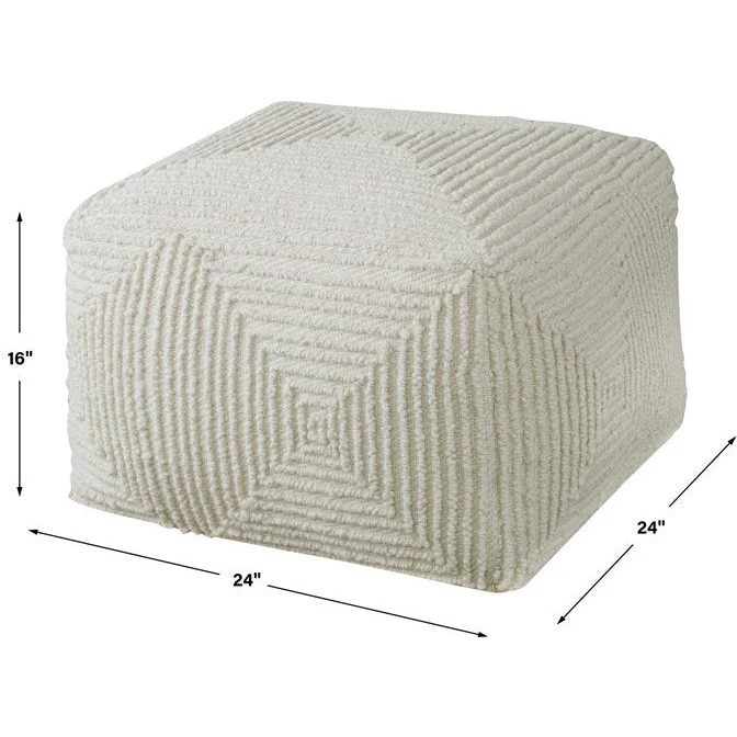 Uttermost Sovanna Handwoven Soft Ivory Wool Pouf - Image 4
